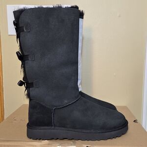 UGG Bailey Bow Tall II Boots Black 1016434-BLK Women's Size 10